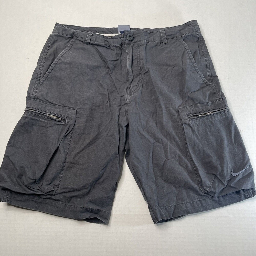 Nike Ripstop Performance Cargo Shorts Sz 32 (34x10) Dark Gray 613644-060